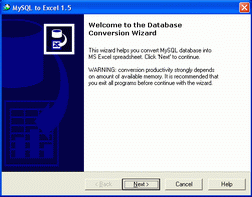 Click to view MySQL-to-Excel 3.1 screenshot