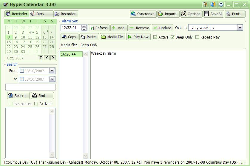 Click to view HyperCalendar Free 3.32 screenshot