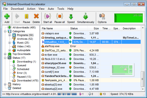 Click to view Internet Download Accelerator Portable 5.19 screenshot