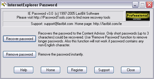 Click to view Internet Explorer Password 3.0.189 screenshot