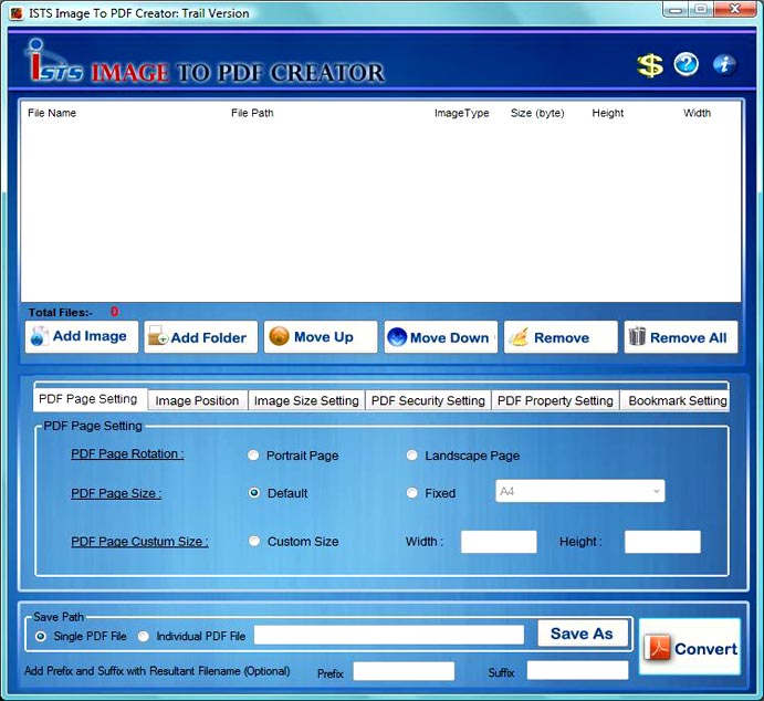 Click to view Convert Image to PDF 2.8.0.4 screenshot
