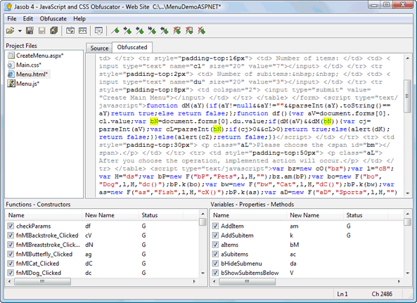 Click to view Jasob JavaScript Obfuscator 4.1.1 screenshot