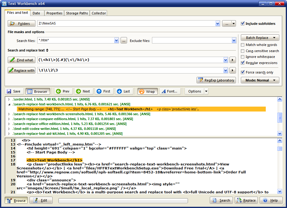 Click to view Text Workbench 6.2 screenshot