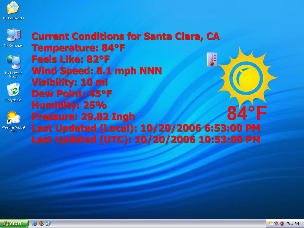 Click to view Weather Widget 2007 2.1 screenshot