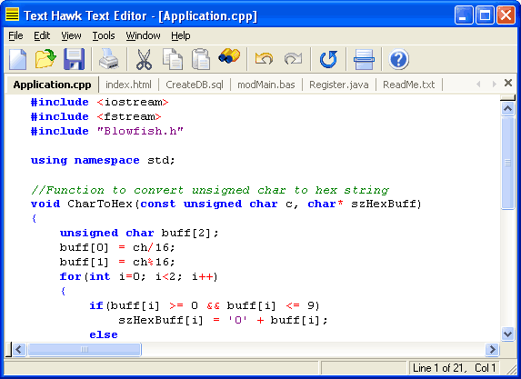 Click to view Text Hawk Text Editor 5.01 screenshot