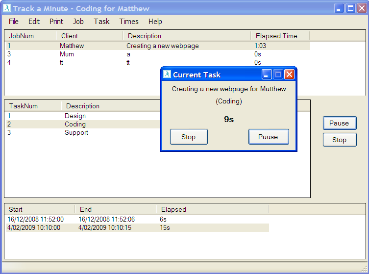 Click to view TrackAMinute2 2.0.3.0 screenshot