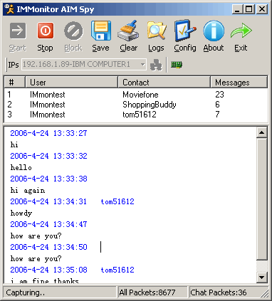 Click to view IMMonitor AIM Spy 2.2.8 screenshot