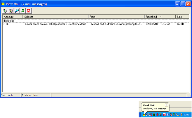 Click to view Cobra Check Mail 1.26 screenshot