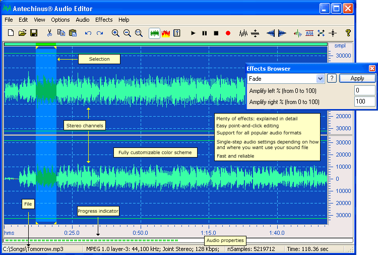 Click to view Antechinus Audio Editor 2.4 screenshot