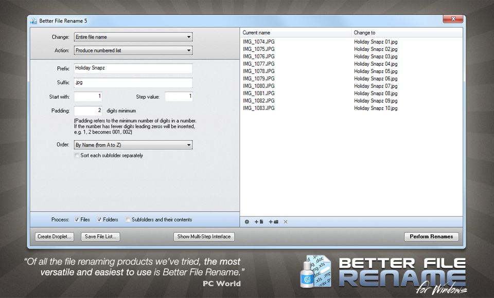 Click to view Better File Rename 5.49 screenshot