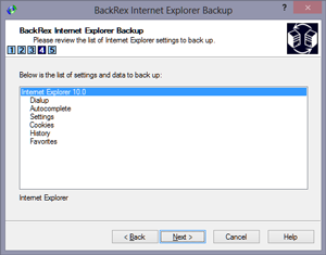 Click to view BackRex Internet Explorer Backup 2.8.175 screenshot