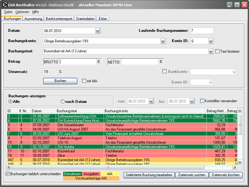 Click to view GSA Buchhalter 1.8.9 screenshot