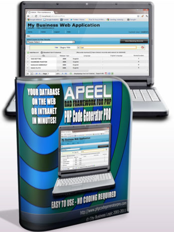 Click to view Apeel PHP Code Generator Pro 11.07 screenshot