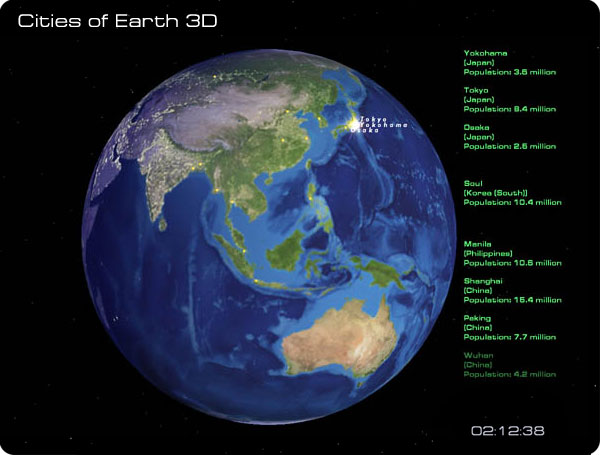 Click to view Cities of Earth Free 3D Screensaver 2.1 screenshot