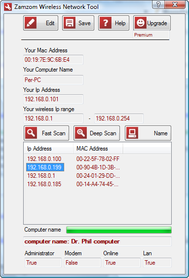 Click to view Zamzom wireless network tool 01.07.09 screenshot