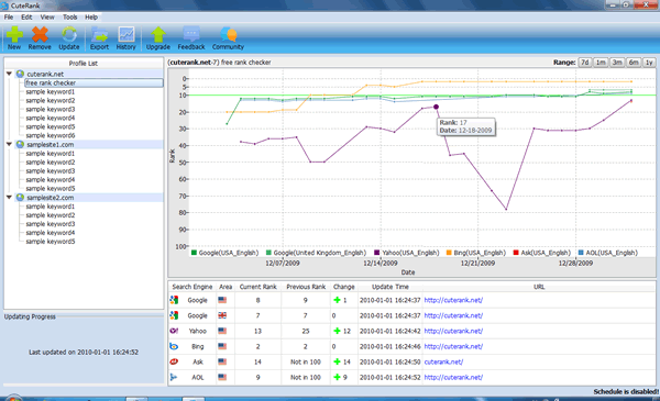 Click to view CuteRank Keyword Ranking Tool 3.5.8 screenshot