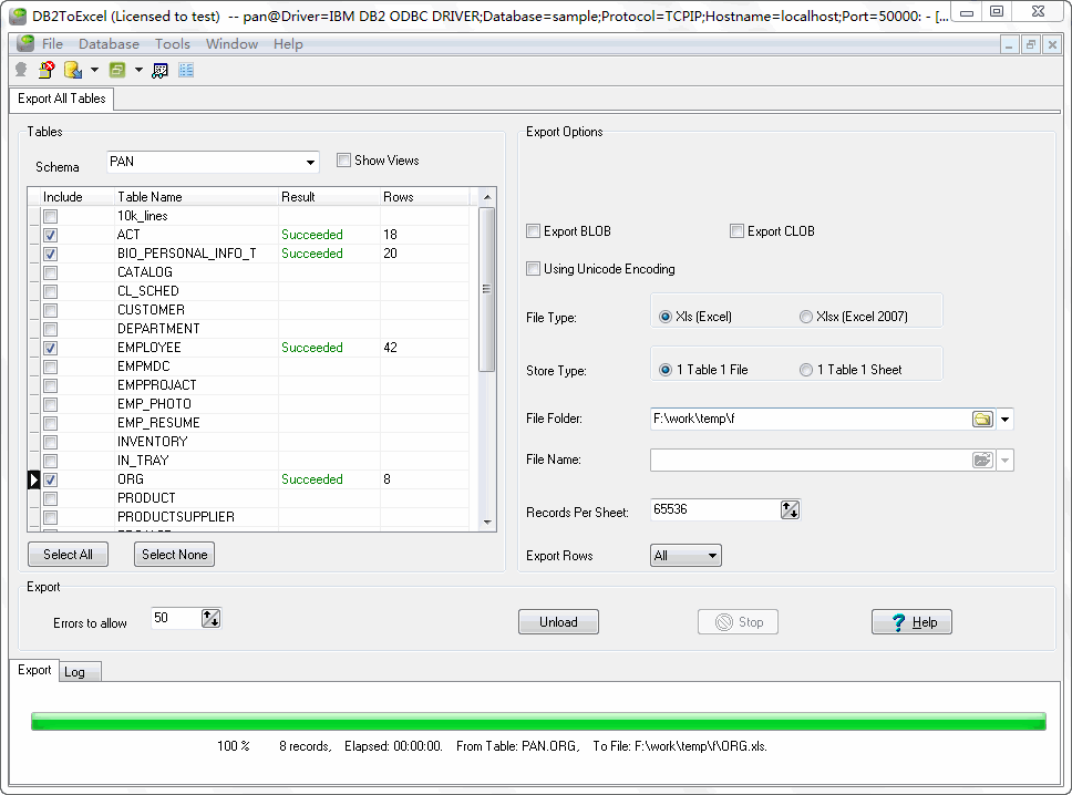 Click to view DB2ToExcel 2.1 screenshot