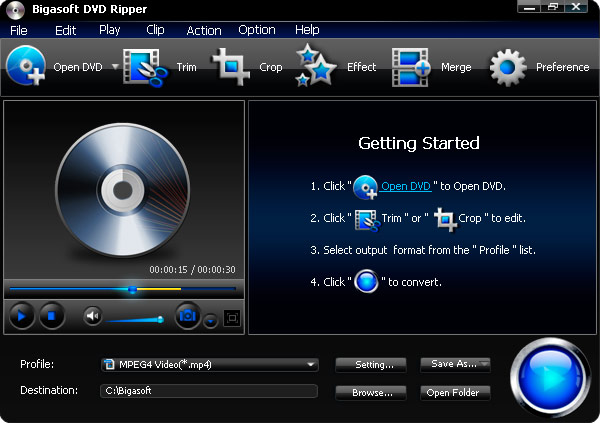 Click to view Bigasoft DVD Ripper 3.1.11.4743 screenshot