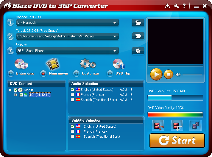 Click to view BlazeVideo DVD to 3GP Converter 3.0.0.3 screenshot