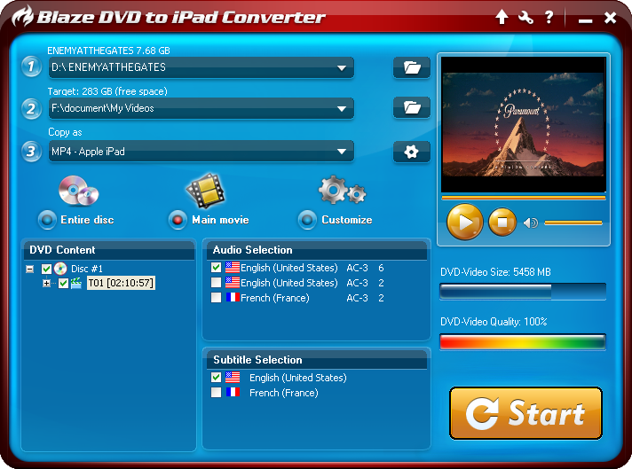 Click to view BlazeVideo DVD to iPad Converter 3.0.0.3 screenshot