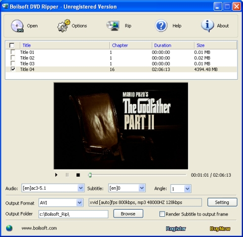 Click to view Boilsoft DVD Ripper 2.88.9 screenshot