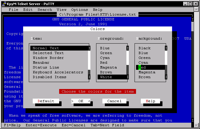 Click to view KpyM Telnet/SSH Server 1.19a screenshot