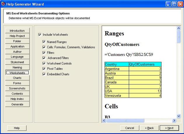 Click to view Help Generator for Microsoft Excel 4.0 screenshot