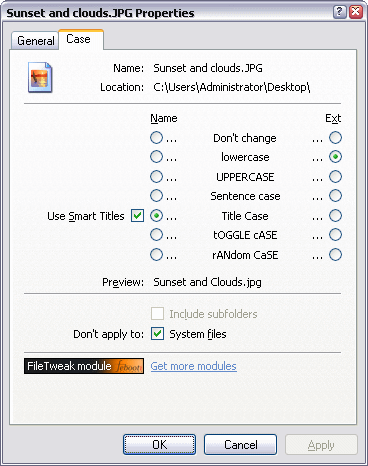 Click to view Febooti fileTweak Case 3.0 screenshot