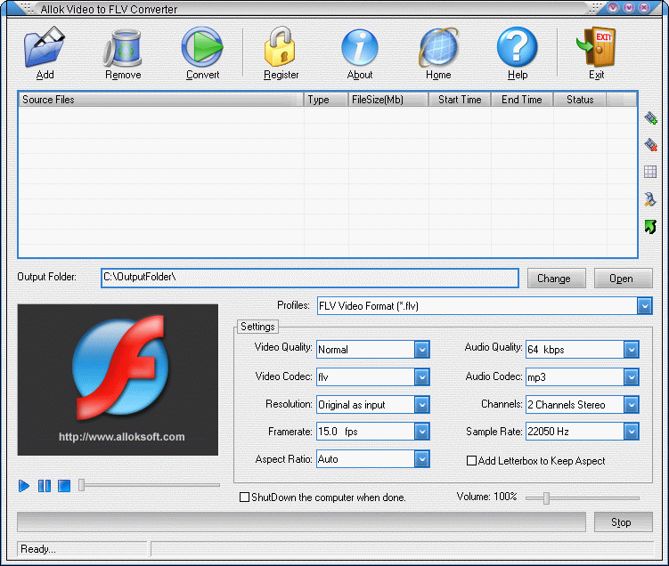 Click to view Ultra Flash Video FLV Converter 6.0.0202 screenshot