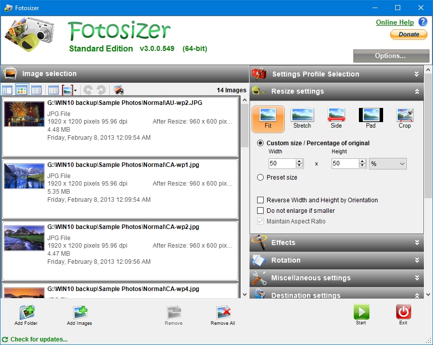 Click to view Fotosizer 2.09.0.548 screenshot