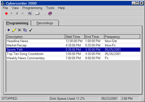 Click to view Cybercorder 2000 1.4 Rev 3 screenshot