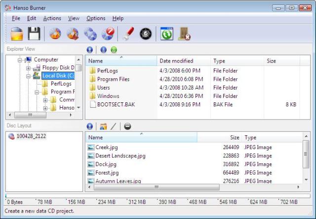 Click to view Hanso Burner 3.1.0 screenshot