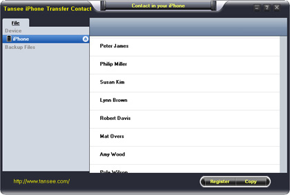 Click to view Tansee iPhone Contact Copy 1.0.0.0 screenshot