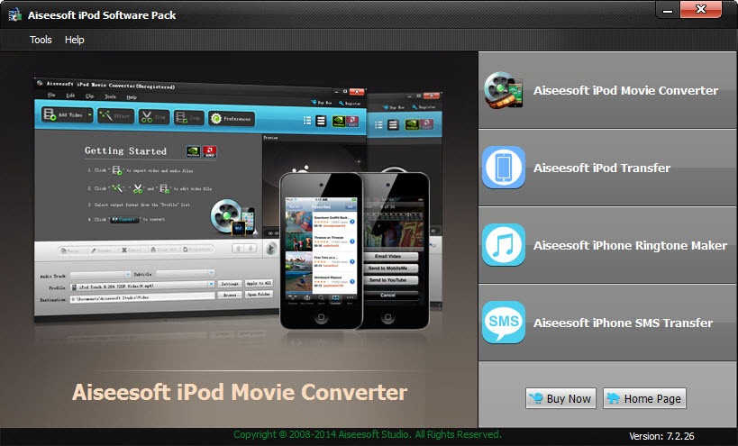Click to view Aiseesoft iPod Software Pack 7.2.26 screenshot