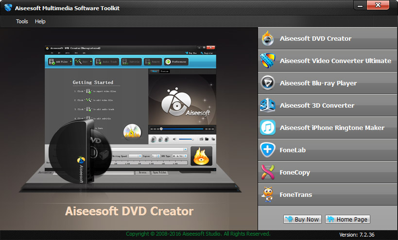 Click to view Aiseesoft Multimedia Software Toolkit 7.2.32 screenshot