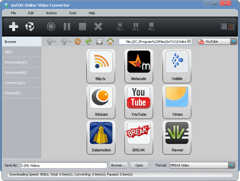 Click to view ImTOO Online Video Converter 2.0.20.0902 screenshot