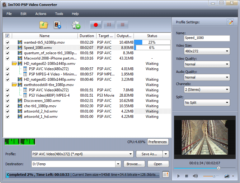 Click to view ImTOO PSP Music Suite 6.0.14.1104 screenshot