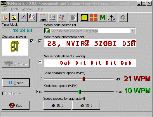 Click to view NuMorse 2.4.0.0 screenshot