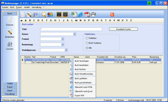 Click to view Bookmanager Professional 2.2.1 screenshot