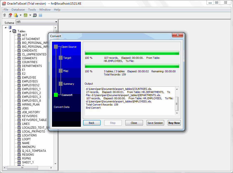 Click to view OracleToExcel 2.0 screenshot