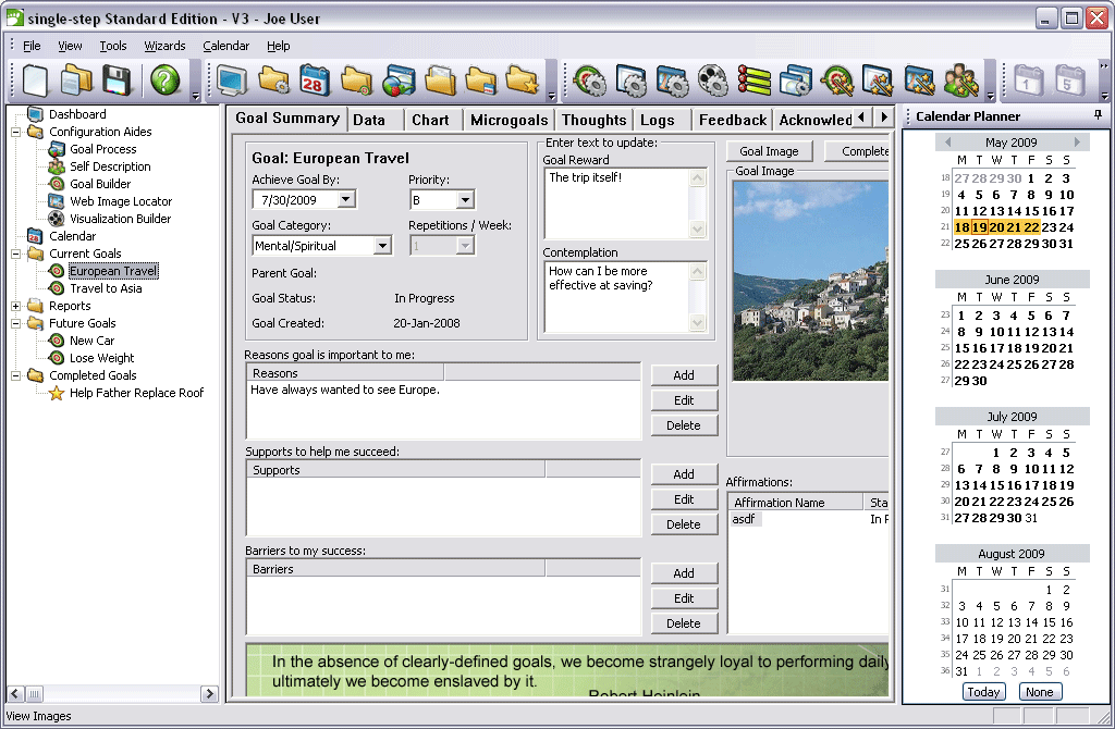 Click to view single-step goal-setting software 3.014 screenshot