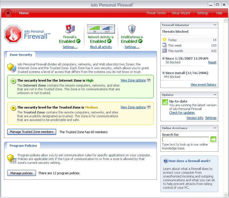 Click to view iolo Firewall 1.5.1.3 screenshot