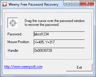 Click to view Weeny Free Password Recovery 1.0 screenshot