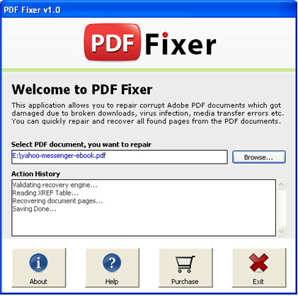 Click to view PDF Fixer 4.5 screenshot