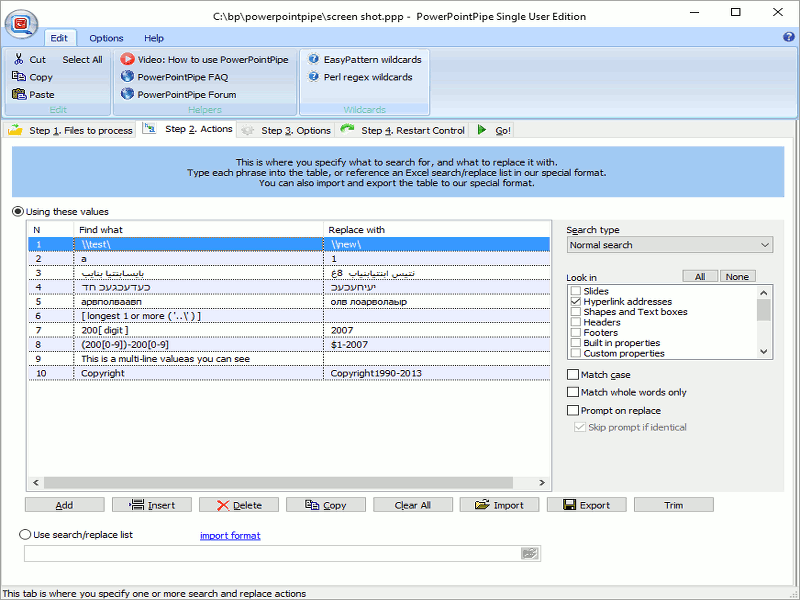 Click to view PowerPointPipe Replace for PowerPoint 4.5 screenshot