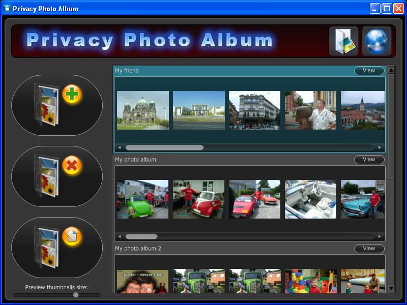 Click to view Privacy Photo Album 1.4.1.11 screenshot