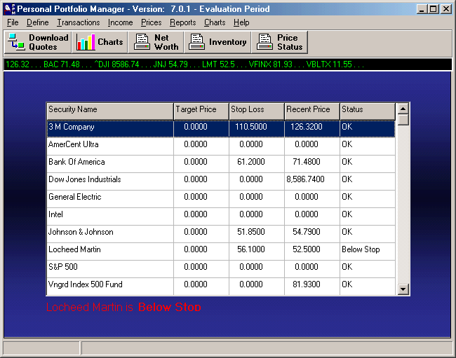 Click to view Personal Portfolio Manager 7.0.10 screenshot