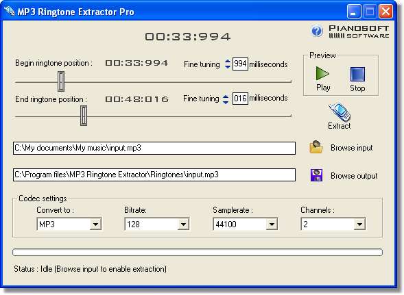 Click to view MP3 Ringtone Extractor 1.7 screenshot