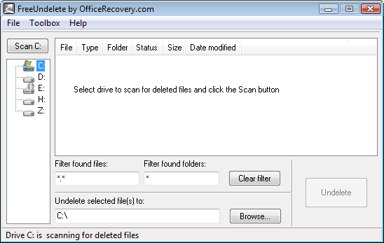 Click to view FreeUndelete 2.0.0930 screenshot