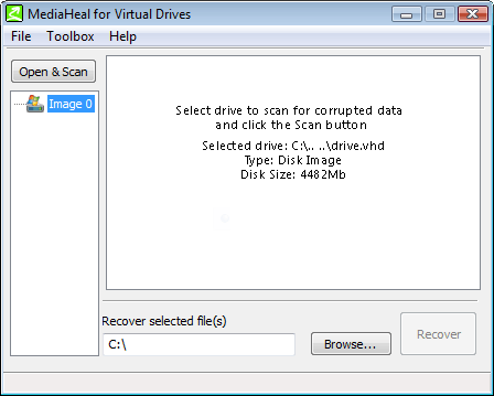 Click to view MediaHeal for Virtual Drives 1.5.18402.1 screenshot